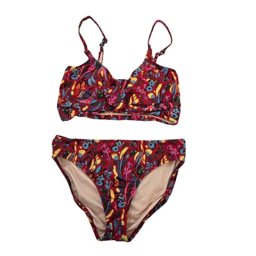 Garnet Hill Floral Print Crossover Padded Bikini Size 6